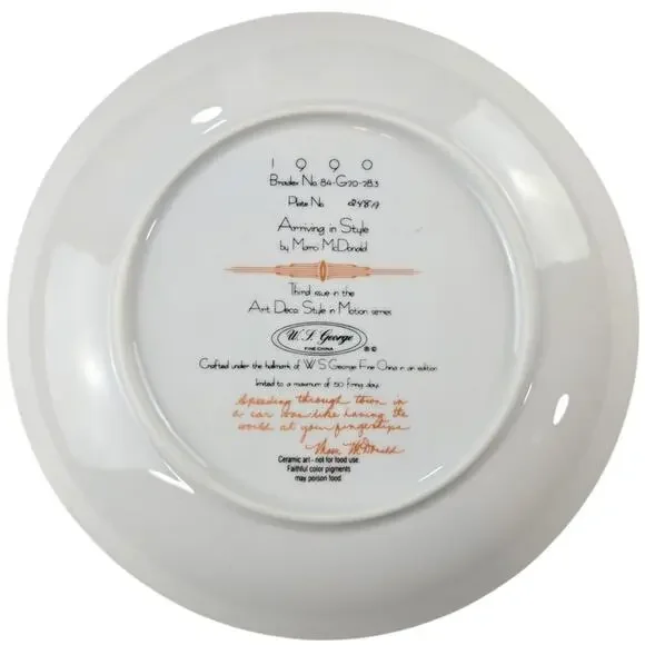 W.S George-Marci McDonald | Art Deco Plate-'Arriving in Style' | 8.5 in - Picture 4 of 5
